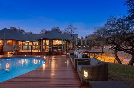 Lodge and Pool at Night